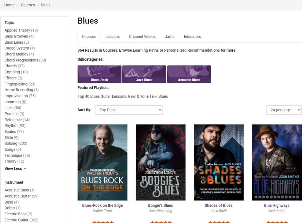 Truefire Blues Guitar Courses